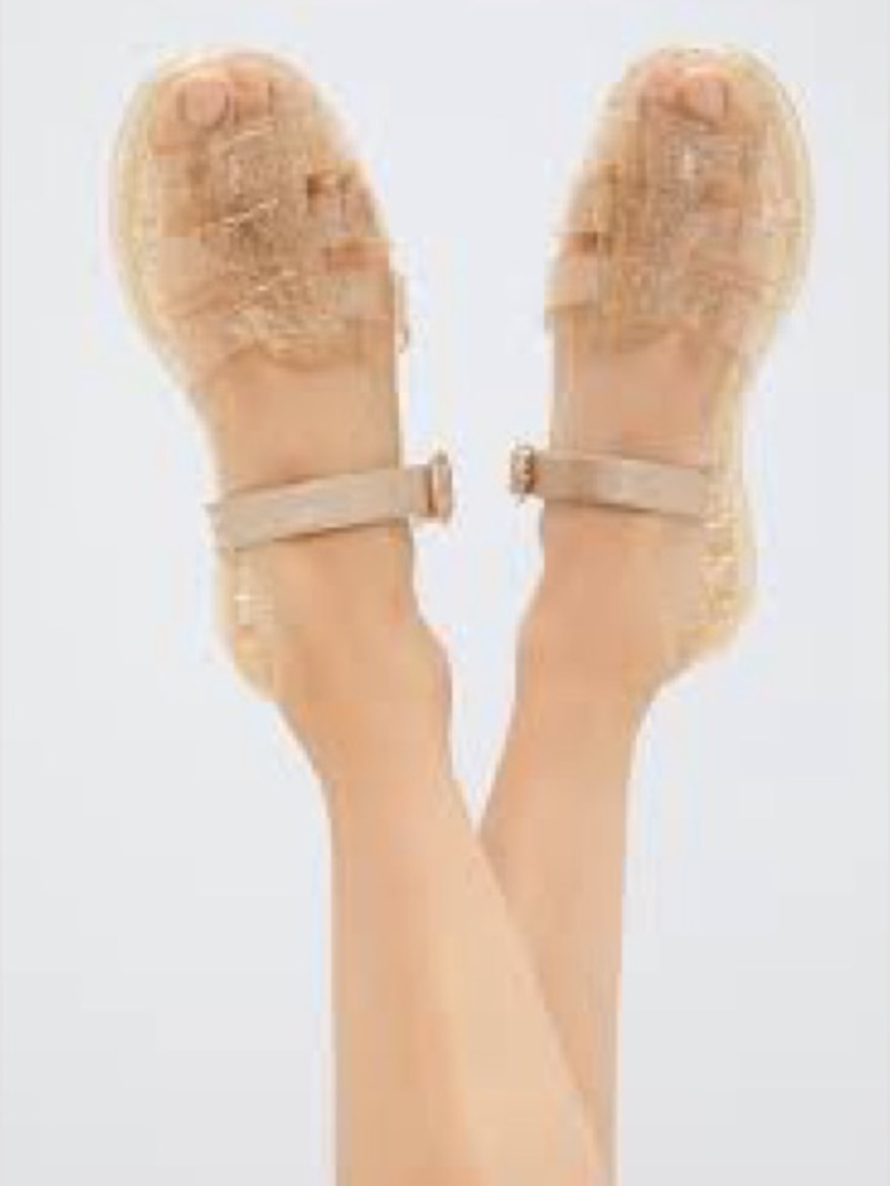 Tuckernuck Champagne Glitter Riley Jelly Sandals Size 7 NWT